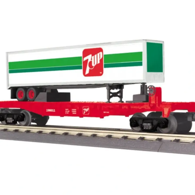 MTH 30-76410 O 7UP Flat Car w/ Trailer - Model Train Junction: Quality Parts and Art Supplies