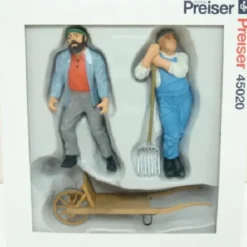 Preiser 45020 G Workers Figures with Fork & Wheel Barrow (Set of 2) - Model Train Junction: Quality Parts and Art Supplies
