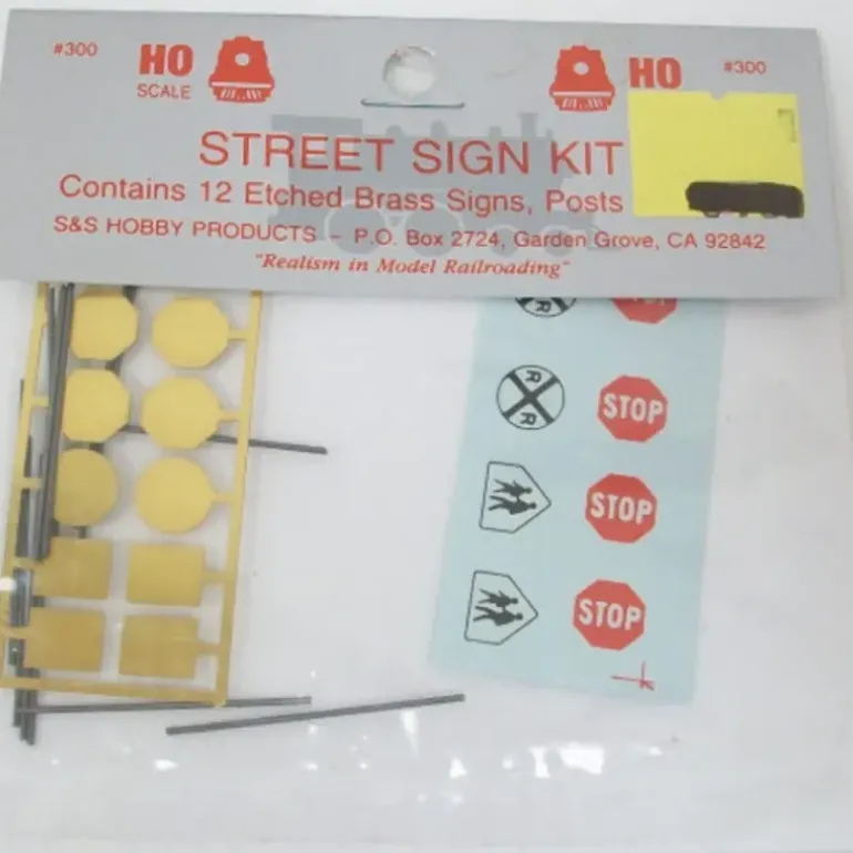 S & S Hobby Products 300 HO Stop Sign Kit (12) - Model Train Junction: Quality Parts and Art Supplies