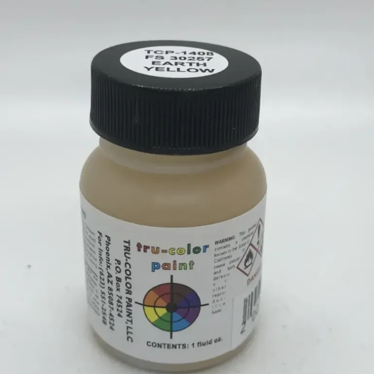 Tru-Color Paint, TCP-1408, Air Brush Ready, FS 30257 Earth Yellow, 1 oz - Model Train Junction: Quality Parts and Art Supplies