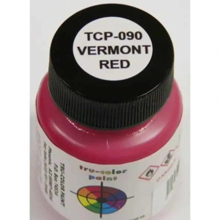 Tru-Color Paint, TCP-090, Airbrush Ready, Vermont Red, 1 oz - Model Train Junction: Quality Parts and Art Supplies