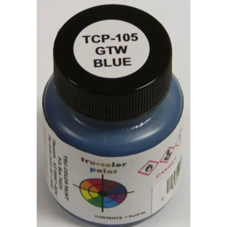 Tru-Color Paint, TCP-105, Airbrush Ready, Grand Trunk Western Blue, 1 oz - Model Train Junction: Quality Parts and Art Supplies