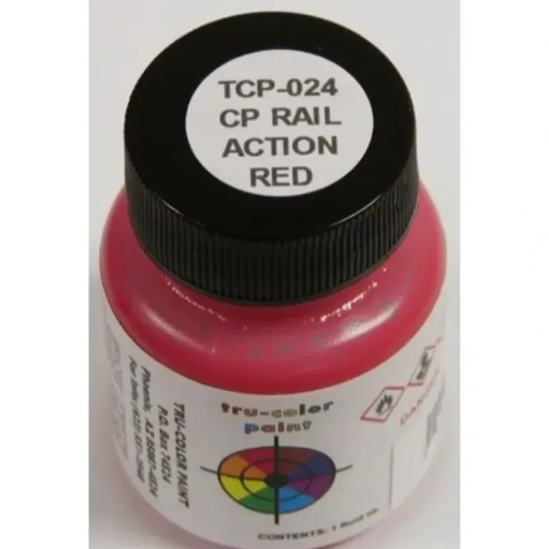 Tru-Color Paint, TCP-024, Airbrush Ready, CP Rail Action Red, 1 oz - Model Train Junction: Quality Parts and Art Supplies