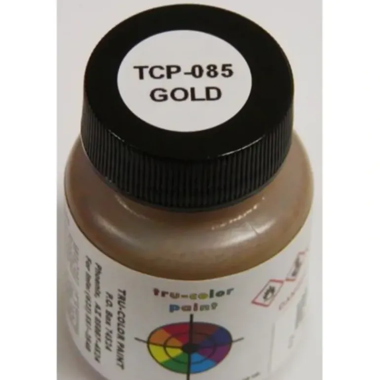 Tru-Color Paint, TCP-085, Airbrush Ready, Gold, 1 oz - Model Train Junction: Quality Parts and Art Supplies