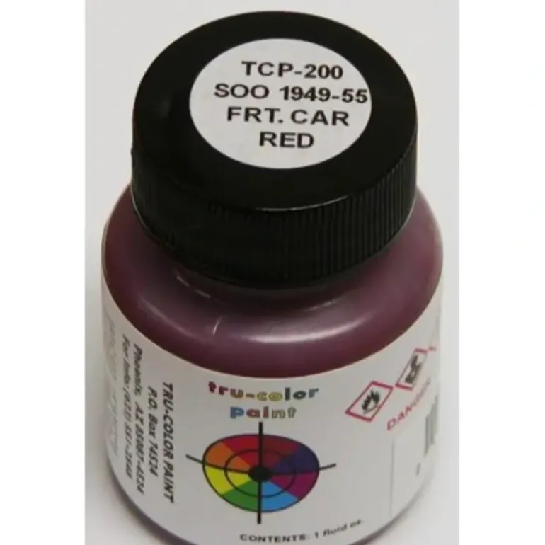 Tru-Color Paint, TCP-200, Airbrush Ready, SOO '49-'55 Freight Car Red, 1oz - Model Train Junction: Quality Parts and Art Supplies