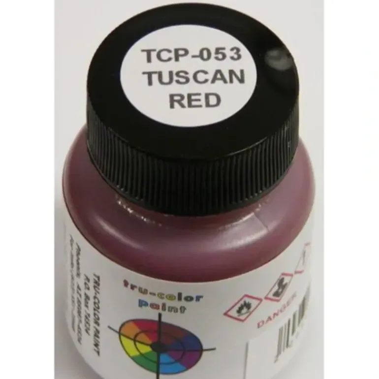 Tru-Color Paint, TCP-053, Airbrush Ready, Tuscan Red, 1 oz - Model Train Junction: Quality Parts and Art Supplies