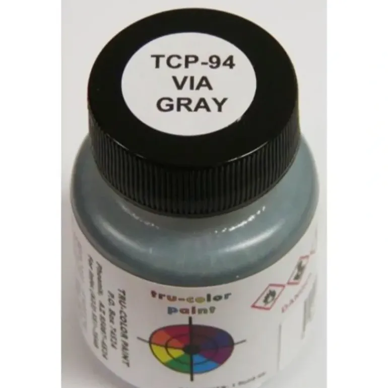 Tru-Color Paint, TCP-094, Airbrush Ready, VIA Gray, 1 oz - Model Train Junction: Quality Parts and Art Supplies