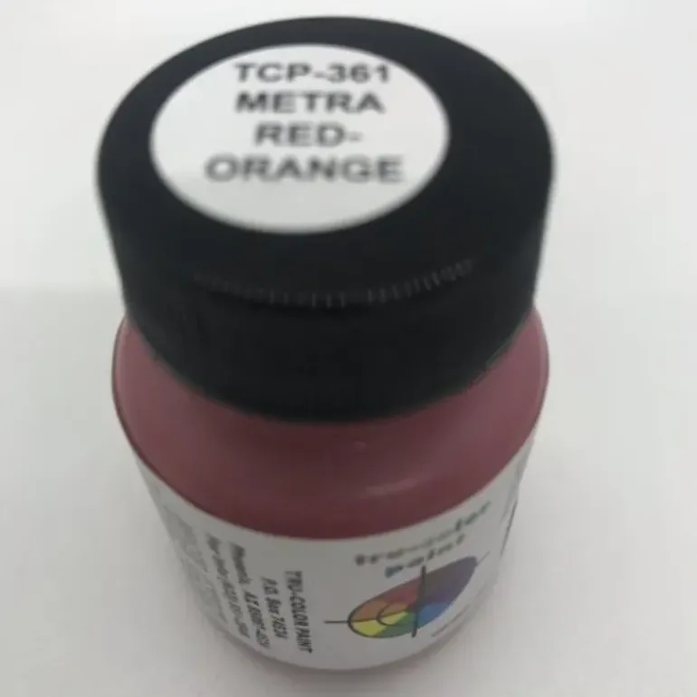 Tru-Color Paint, TCP-361, Airbrush Ready, Metra Red-Orange, 1 oz - Model Train Junction: Quality Parts and Art Supplies