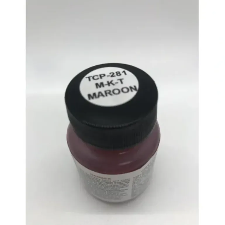 Tru-Color Paint, TCP-281, Airbrush Ready, M-K-T Maroon, 1 oz - Model Train Junction: Quality Parts and Art Supplies