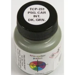 Tru-Color Paint, TCP-231, Airbrush Ready, Passenger Car Interior Dark Green, 1 oz - Model Train Junction: Quality Parts and Art Supplies