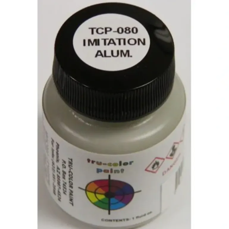 Tru-Color Paint, TCP-080, Airbrush Ready, Imitation Aluminum, 1 oz - Model Train Junction: Quality Parts and Art Supplies