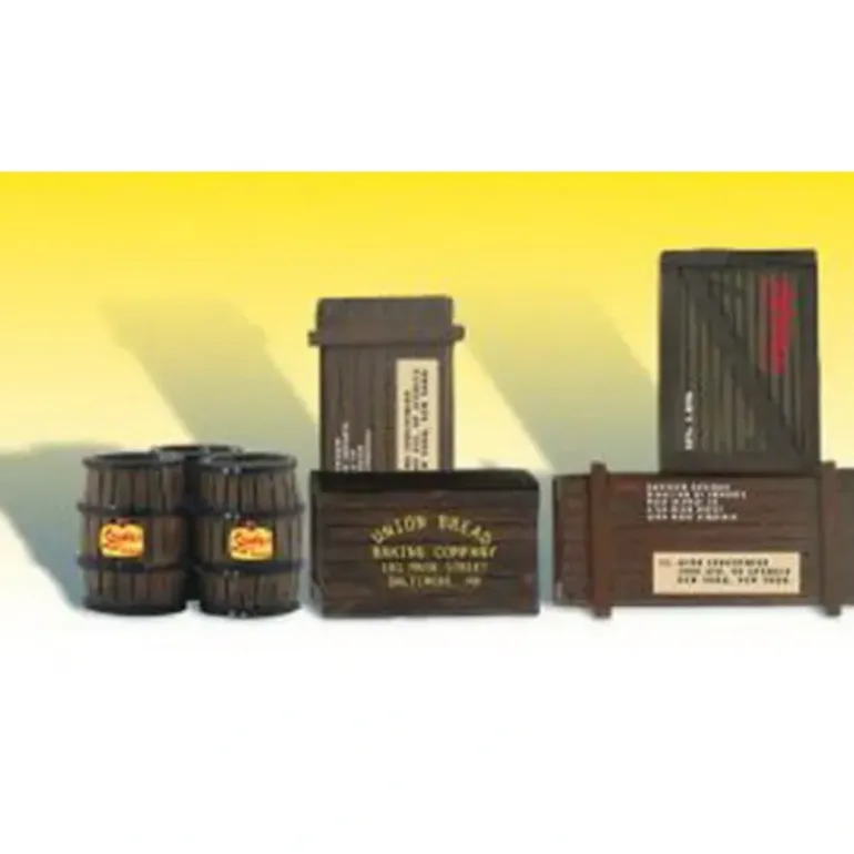Woodland Scenics A2564 G Scenic Accents Wooden Crates and Barrels (Set of 7) - Model Train Junction: Quality Parts and Art Supplies