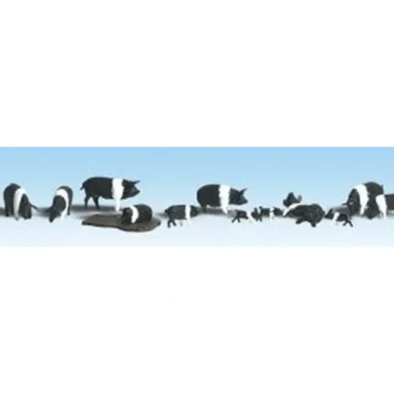 Woodland Scenics A1864 HO Scenic Accents Hampshire Pig Figures (Set of 12) - Model Train Junction: Quality Parts and Art Supplies