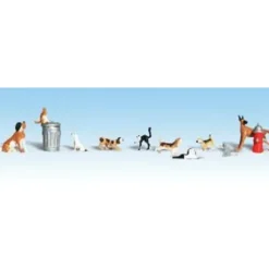 Woodland Scenics A1841 HO Scenic Accents Dogs and Cats Figures (Set of 12) - Model Train Junction: Quality Parts and Art Supplies