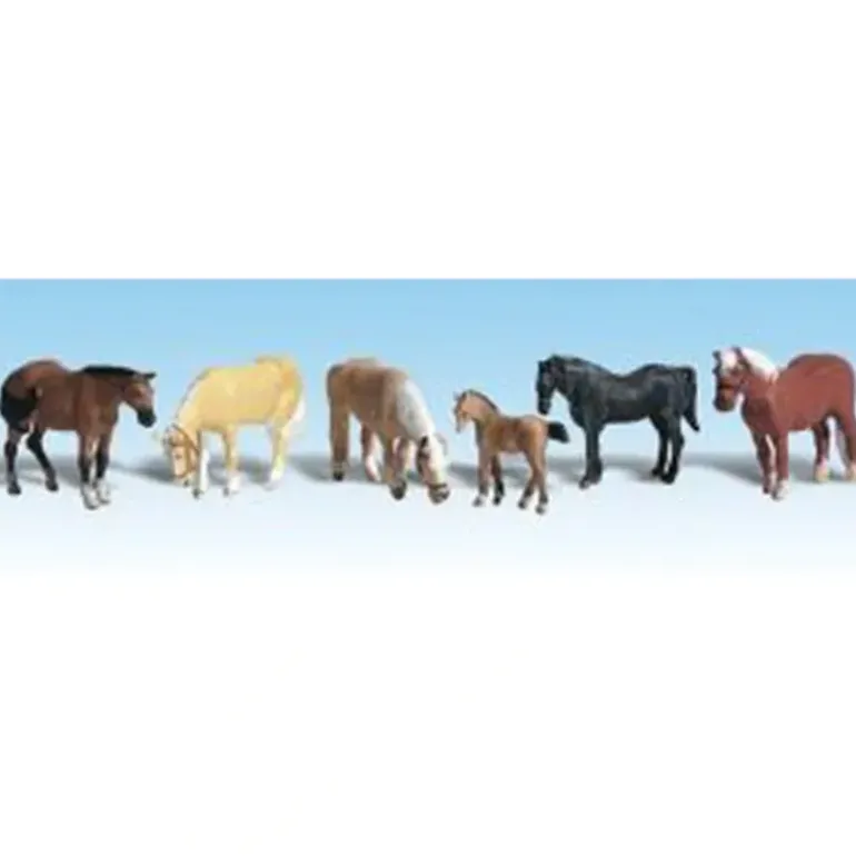 Woodland Scenics A1862 HO Scenic Accents Farm Horse Figures (Set of 6) - Model Train Junction: Quality Parts and Art Supplies