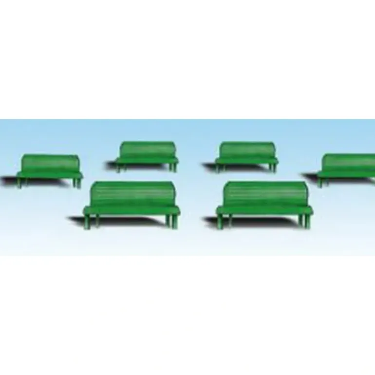 Woodland Scenics A1879 HO Scenic Accents Green Park Benches (Set of 6) - Model Train Junction: Quality Parts and Art Supplies