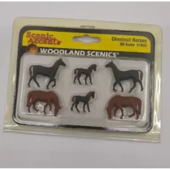 Woodland Scenics A1842 HO Scenic Accents Chestnut Horses Figures (Set of 6) - Model Train Junction: Quality Parts and Art Supplies
