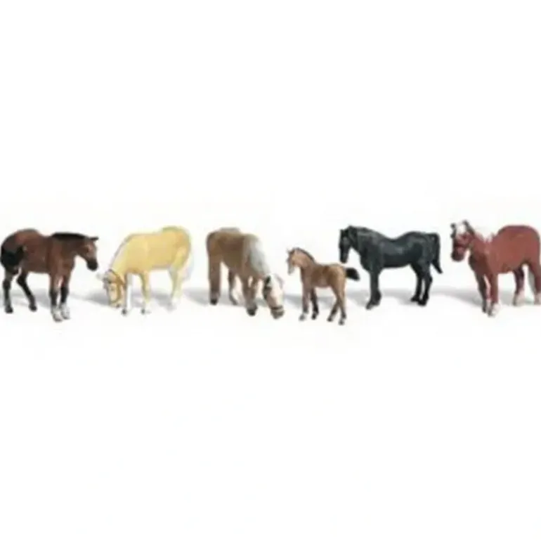 Woodland Scenics A2141 N Scenic Accents Farm Horse Figures (Set of 6) - Model Train Junction: Quality Parts and Art Supplies