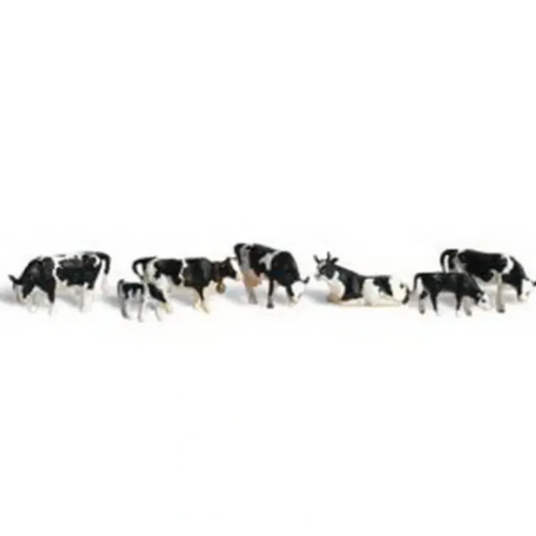 Woodland Scenics A2187 N Scenic Accents Holstein Cow Figures (Set of 11) - Model Train Junction: Quality Parts and Art Supplies