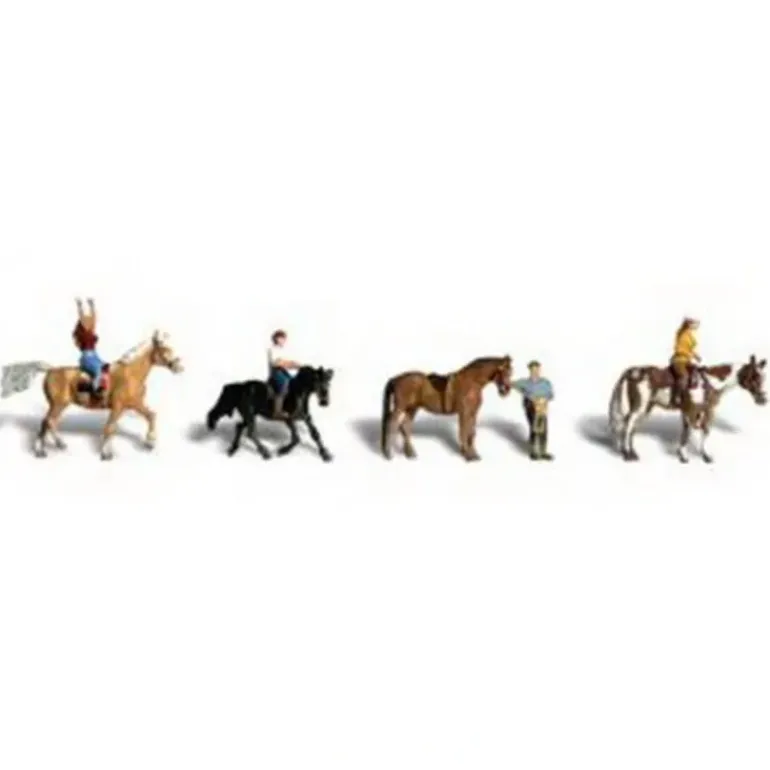 Woodland Scenics A2159 N Scenic Accents Horseback Riders & Horses (Set of 4) - Model Train Junction: Quality Parts and Art Supplies
