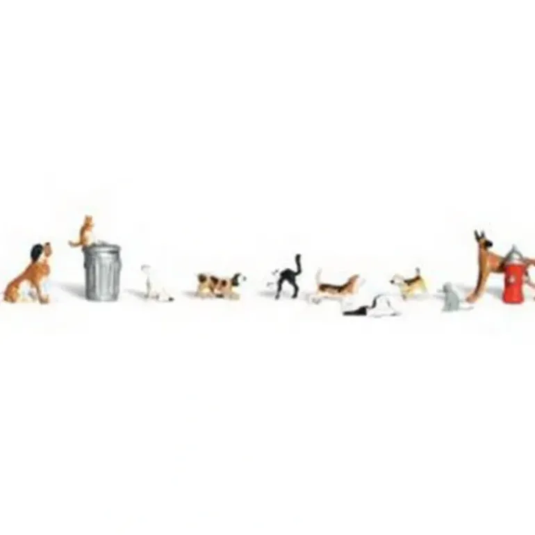 Woodland Scenics A2140 N Scenic Accents Dogs & Cats Figures (Set of 12) - Model Train Junction: Quality Parts and Art Supplies