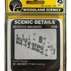 Woodland Scenics D206 HO Scale Assorted Mailboxes Metal Castings Kit(Pack of 17) - Model Train Junction: Quality Parts and Art Supplies