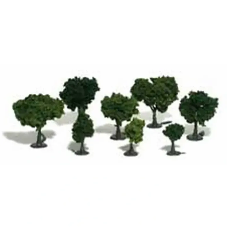 Woodland Scenics TR1072 3"- 5" Tall Green Deciduous Realistic Trees (Pack of 14) - Model Train Junction: Quality Parts and Art Supplies