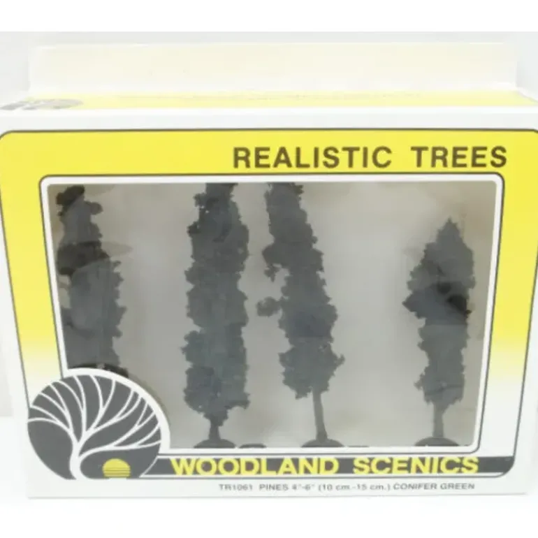 Woodland Scenics TR1061 4" - 6" Conifer Green Realistic Trees (Pack of 4) - Model Train Junction: Quality Parts and Art Supplies